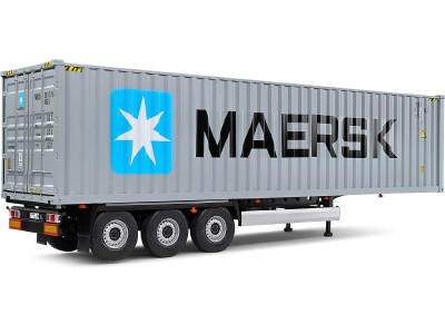 Cochesdemetal.es 2021 Trailer Semirremolque Porta Contenedores MAERSK Gris/Azul 1:24 Solido S2400505 2