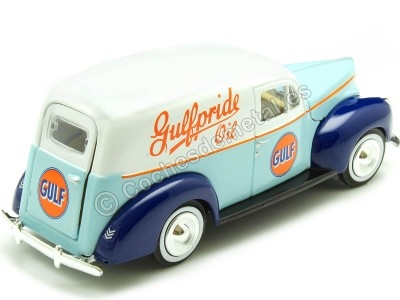 Cochesdemetal.es 1940 Ford Sedan Gulf Delivery Azul/Azul/Blanco Decorado 1:24 Motor Max 79661 2