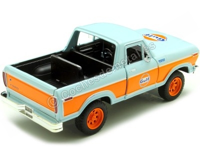 Cochesdemetal.es 1978 Ford Bronco Gulf Azul/Naranja Decorado 1:24 Motor Max 79662 2