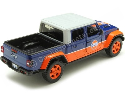 Cochesdemetal.es 2021 Jeep Gladiator Rubicon Gulf Azul/Naranja Decorado 1:24 Motor Max 79663 2