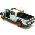 Cochesdemetal.es 2017 Ford F-150 Raptor Gulf Azul/Naranja Decorado 1:24 Motor Max 79665