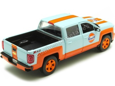 Cochesdemetal.es 2017 Chevrolet Silverado 1500 LT Z71 Crewcab Gulf Azul/Naranja Decorado 1:24 Motor Max 79666 2