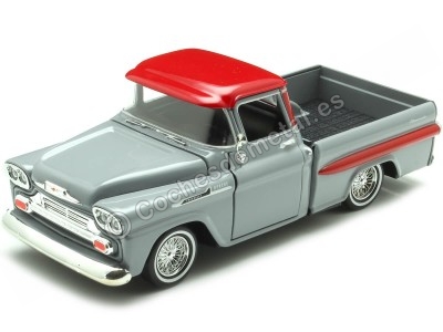 Cochesdemetal.es 1958 Chevrolet Apache Fleetside Lowrider Gris/Rojo 1:24 Motor Max 79033