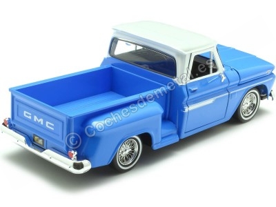 Cochesdemetal.es 1966 GMC C1000 Stepside Lowrider Azul/Blanco 1:24 Motor Max 79035 2