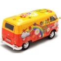 Cochesdemetal.es 1967 Volkswagen Type 2 T1 Panel Van Flower Power Naranja/Rojo Decorado 1:24 Motor Max 79563