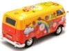 Cochesdemetal.es 1967 Volkswagen Type 2 T1 Panel Van Flower Power Naranja/Rojo Decorado 1:24 Motor Max 79563