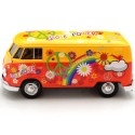 Cochesdemetal.es 1967 Volkswagen Type 2 T1 Panel Van Flower Power Naranja/Rojo Decorado 1:24 Motor Max 79563