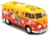 Cochesdemetal.es 1967 Volkswagen Type 2 T1 Panel Van Flower Power Naranja/Rojo Decorado 1:24 Motor Max 79563