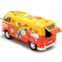 Cochesdemetal.es 1967 Volkswagen Type 2 T1 Panel Van Flower Power Naranja/Rojo Decorado 1:24 Motor Max 79563