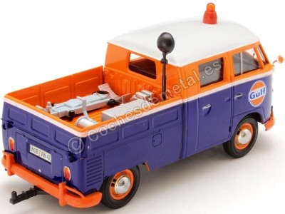 Cochesdemetal.es 1967 Volkswagen Type 2 T1 Pickup Truck Gulf Azul/Naranja 1:24 Motor Max 79650 2