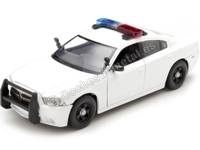 Cochesdemetal.es 2011 Dodge Charger Pursuit Con Luces y Sonido Blanco 1:24 Motor Max 79532