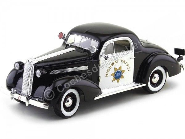 1936 Pontiac Deluxe "Police Car" Negro-Blanco 1:18 Signature Models 18140 Cochesdemetal 1 - Coches de Metal 