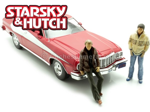 Cochesdemetal.es Set 1974 Ford Gran Torino + 2 Figuras de Resina "Starsky & Hutch" 1:18 Cartrix CTPL18018-19 + GR19017