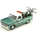 Cochesdemetal.es 1966 Chevrolet C10 Fleetside Grúa Verde Metalizado/Blanco 1:24 Motor Max 75344