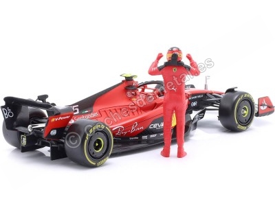 Cochesdemetal.es 2023 Ferrari SF-23 Fórmula 1 Nº55 Carlos Sainz + Figura del Piloto 1:24 Bburago 26809 2