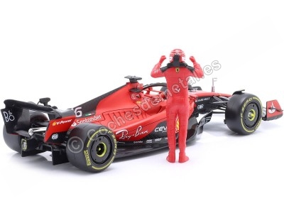 Cochesdemetal.es 2023 Ferrari SF-23 Fórmula 1 Nº16 Charles Leclerc + Figura del Piloto 1:24 Bburago 26809L 2