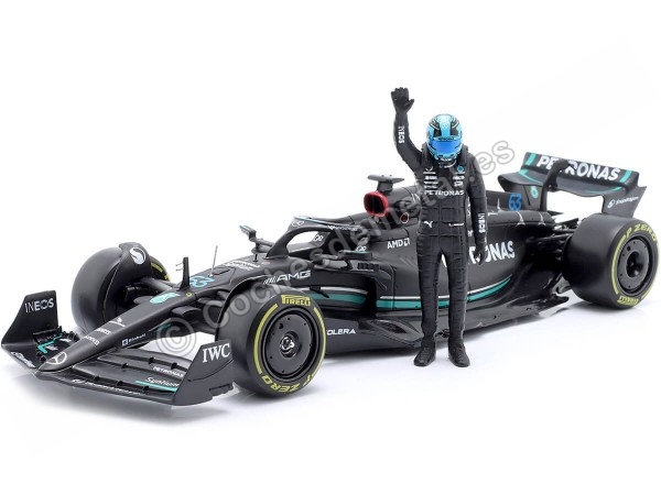 Cochesdemetal.es 2023 Mercedes-AMG Petronas W14 Fórmula 1 Nº63 George Russell + Figura del Piloto 1:24 Bburago 28037