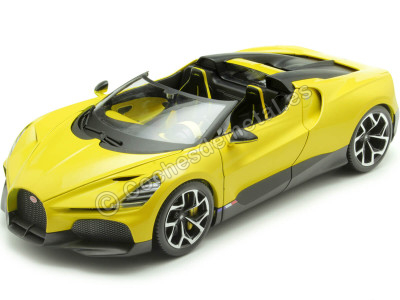 Cochesdemetal.es 2023 Bugatti W16 Mistral Convertible Amarillo 1:18 Bburago 11051