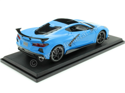 Cochesdemetal.es 2020 Chevrolet Corvette Stingray Coupé High Wing Azul Cian Decorado 1:18 MAISTO 31455AE 2