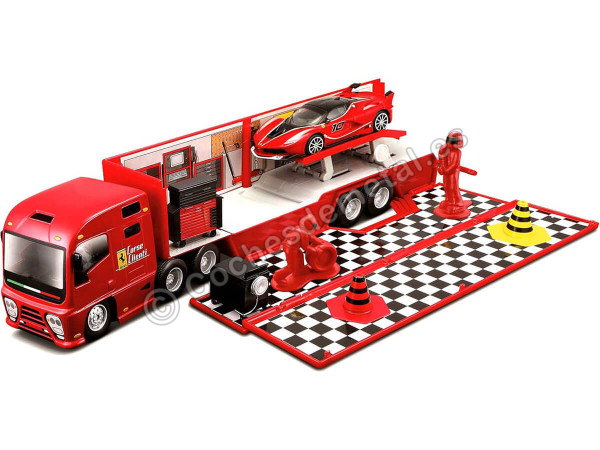 Cochesdemetal.es 2014 Camión Ferrari Transportador Equipo Ferrari + Ferrari FXX-K y Accesorios 1:43 Bburago 18-31202