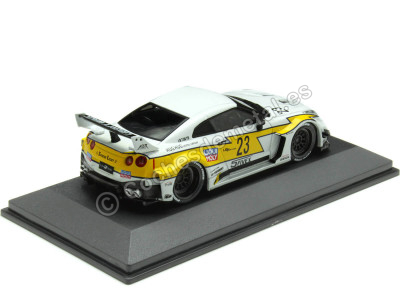 Cochesdemetal.es 2022 Nissan GT-R (R35) Liberty Walk Body Kit Blanco/Amarillo Decorado 1:43 Solido S4311208 2