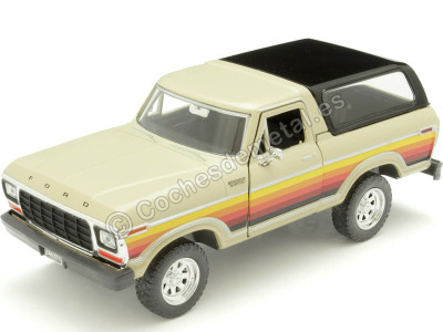 Cochesdemetal.es 1978 Ford Bronco HardTop Beige/Negro Decorado 1:24 Motor Max 79373