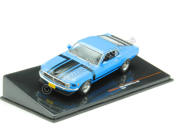 Cochesdemetal.es 1970 Ford Mustang BOSS 302 Azul/Negro 1:43 IXO Models CLC569N