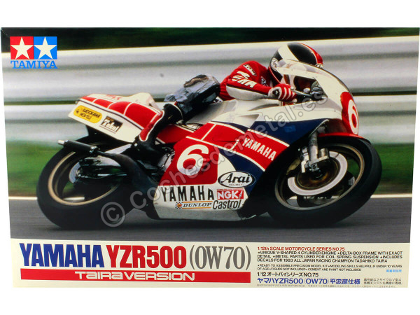 Cochesdemetal.es 1983 Yamaha YZR500 (0W70) "Plastic Model Kit" Blanco Decorado 1:12 Tamiya 14075