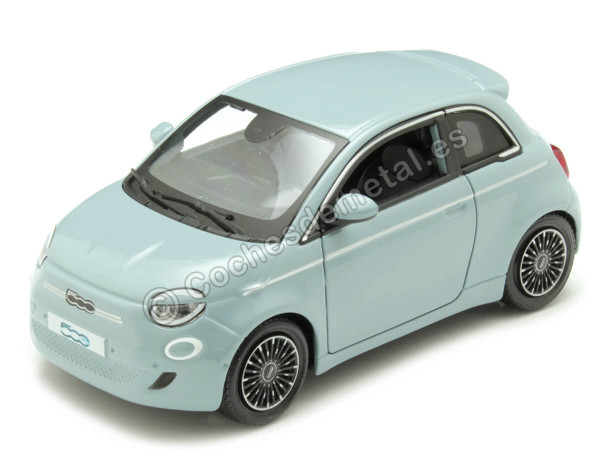 Cochesdemetal.es 2021 Fiat 500e Full Electric Azul Claro 1:24 Bburago 21110