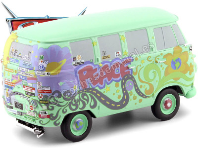 Cochesdemetal.es 2006 Volkswagen T1 Cars Fillmore Flower Power Hippy "Disney-Pixar Cars" Verde Menta Decorado 1:24 Jada Toys ... 2