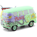 Cochesdemetal.es 2006 Volkswagen T1 CARS Fillmore Flower Power Hippy "Disney-Pixar Cars" Green Mint Decorated 1:24 JADA TOYS ...