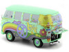 Cochesdemetal.es 2006 Volkswagen T1 CARS Fillmore Flower Power Hippy "Disney-Pixar Cars" Green Mint Decorated 1:24 JADA TOYS ...