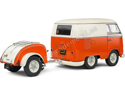 Cochesdemetal.es 1950 Volkswagen VW Kool Kombi Blanco/Naranja 1:18 Solido S1810902 2