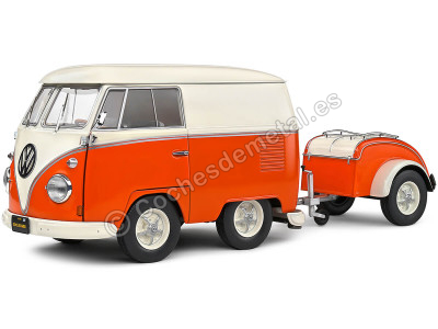 Cochesdemetal.es 1950 Volkswagen VW Kool Kombi Blanco/Naranja 1:18 Solido S1810902