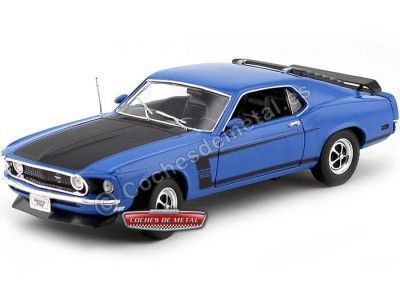 Cochesdemetal.es 1969 Ford Mustang Boss 302 Azul / Negro 1:18 Welly 12516 2