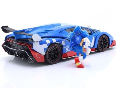 Lamborghini Veneno 2014 con "Sonic" Azul/Rojo - Escala 1:24 Jada Toys 2