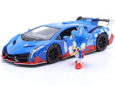 Lamborghini Veneno 2014 con "Sonic" Azul/Rojo - Escala 1:24 Jada Toys