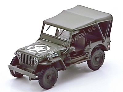 Cochesdemetal.es 1941 Jeep Willys 1-4 Ton Army Militar Truck "Cerrado" Verde Caqui 1:43 Cararama 91860