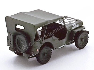 Cochesdemetal.es 1941 Jeep Willys 1-4 Ton Army Militar Truck "Cerrado" Verde Caqui 1:43 Cararama 91860 2