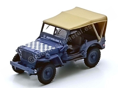 Cochesdemetal.es 1941 Jeep Willys Casablanca 1-4 Ton Army Militar Truck "Cerrado" Azul 1:43 Cararama 91840