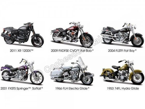 Lote 6 Motocicletas Harley-Davidson 1:18 Maisto 31360 Series 29 Cochesdemetal 1 - Coches de Metal 