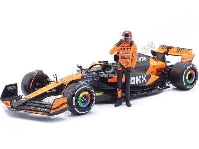 Cochesdemetal.es 2024 McLaren MCL38 Nº81 Oscar Piastri GP F1 Miami + Figura del Piloto 1:24 Bburago 28040