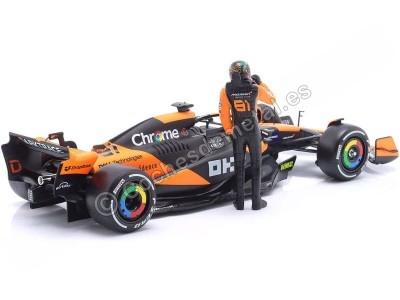 Cochesdemetal.es 2024 McLaren MCL38 Nº81 Oscar Piastri GP F1 Miami + Figura del Piloto 1:24 Bburago 28040 2