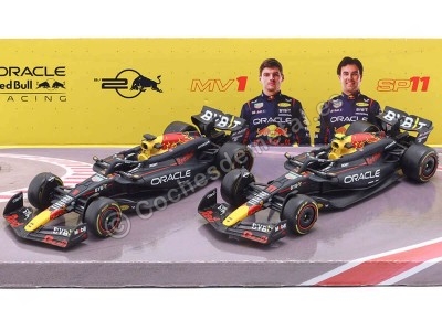 Cochesdemetal.es 2024 Red Bull Racing RB20 Set Nº1 Max Verstappen Campeón del Mundo + Nº11 Sergio Perez 143 Bburago 18-38173 2