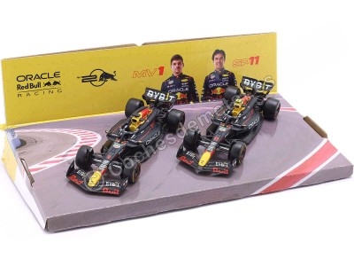 Cochesdemetal.es 2024 Red Bull Racing RB20 Set Nº1 Max Verstappen Campeón del Mundo + Nº11 Sergio Perez 143 Bburago 18-38173