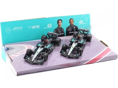 Cochesdemetal.es 2024 Mercedes-AMG F1 W15 E Performance SET Nº44 Lewis Hamilton + Nº63 George Russell 1:43 Bburago 18-38201