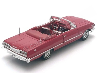 Chevrolet Impala 1963 Convertible Rojo - Clásico de metal escala 1:24 2