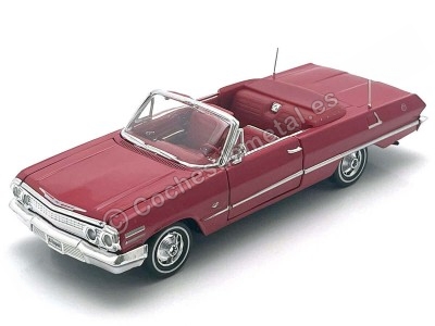 Chevrolet Impala 1963 Convertible Rojo - Clásico de metal escala 1:24