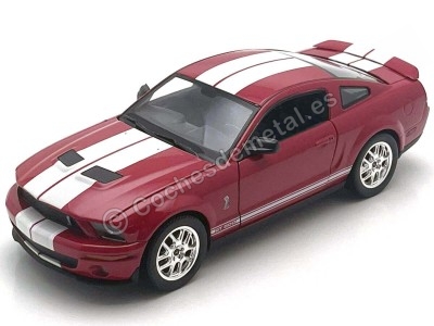 Réplica 2007 Ford Shelby Cobra GT500 - Escala 1:24 Rojo y Blanco Welly