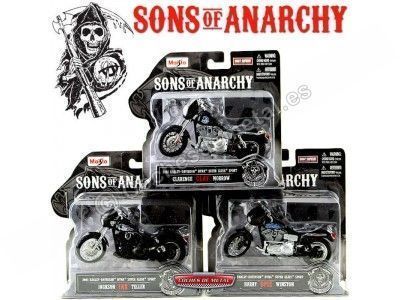 Cochesdemetal.es SET 3 Motocicletas Harley-Davidson TV Series Sons of Anarchy 1:18 Maisto 35024A